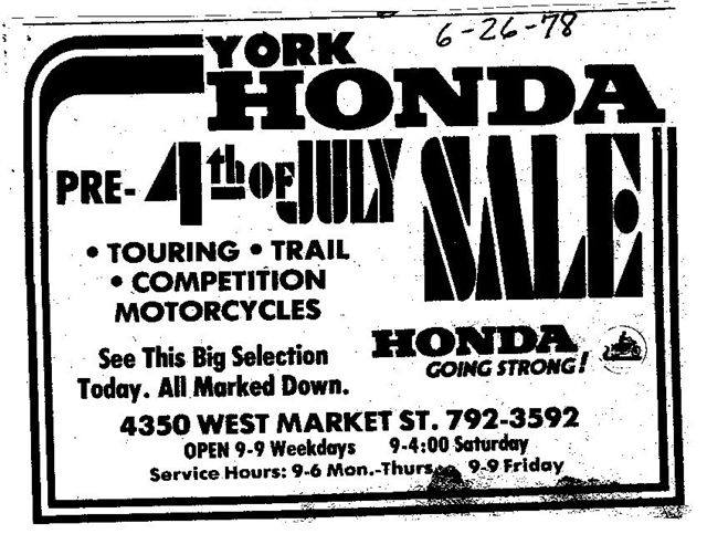 Old York PA. Honda ad
