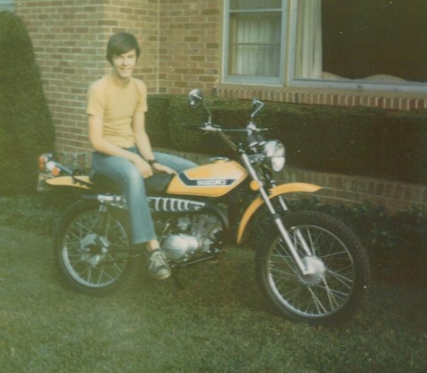 Scott on his new Suzuki TS-185 the day it was bought 7/30/73
