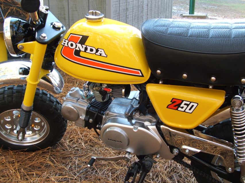 1976 Z50 Parakeet Yellow.   Mild custom,  Rebuilt CT70 KO motor w/ Honda 17mm carb & chromed intake,  Fast50's bar kit,  Kitaco wheels.
