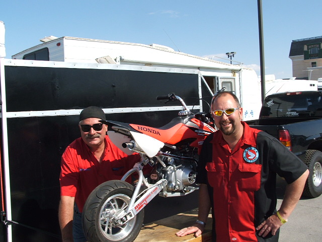 Me and My good friend Jeff Tuttobene (owner - Minigunz.com) checking out his Supermotard CRF50.
